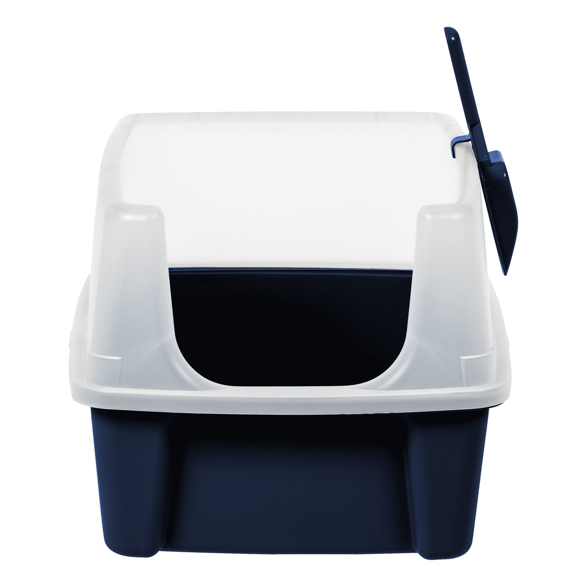 High Sided Open Top Cat Litter Box with Scoop, Navy